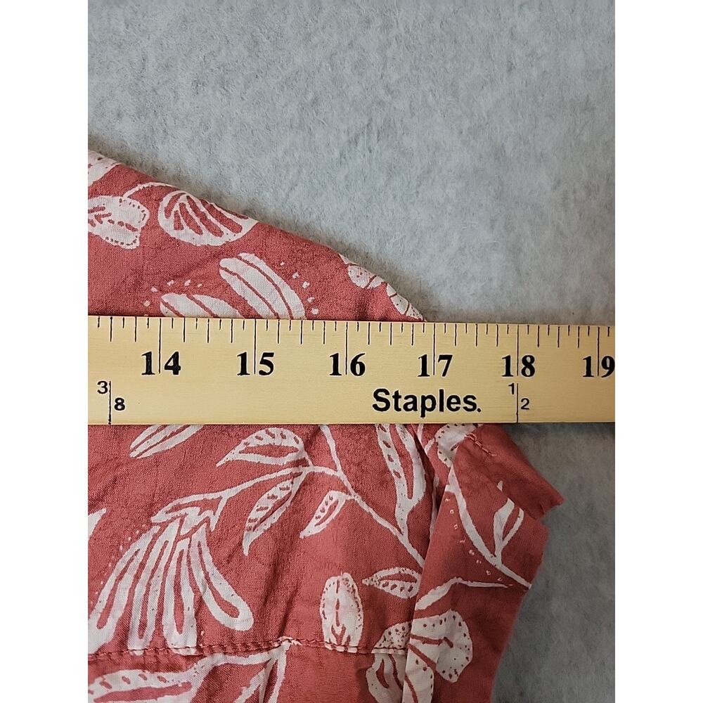 C&C California Cotton Coral Floral Gathered Waist Midi Dress Women's Med Pockets - Picture 11 of 13